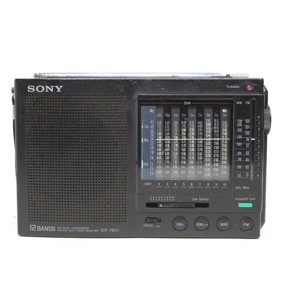 Sony ICF-7601 12-band Shortwave AM/FM Portable Radio Black 1980s